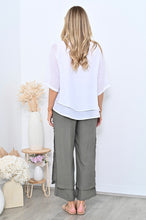 Load image into Gallery viewer, Full Length Side Button Layered Beach Pant - Khaki