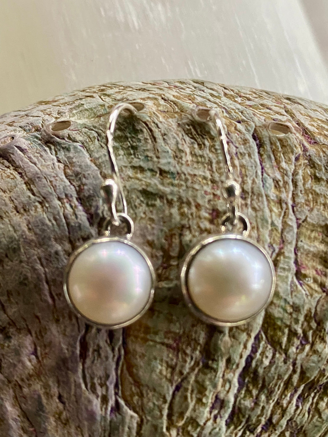 Sterling Silver Drop Earrings - White Pearl