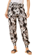 Load image into Gallery viewer, Harem Pants - black/White Damask