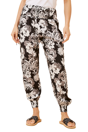 Harem Pants - black/White Damask