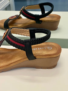 Black Beaded Wedge Sandals