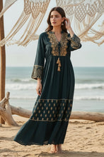 Load image into Gallery viewer, Embroidered Neck &amp; Trim Maxi Dress