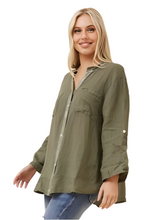 Load image into Gallery viewer, Roseanne Linen Shirt - Khaki