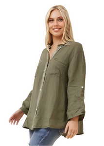 Roseanne Linen Shirt - Khaki