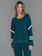 Load image into Gallery viewer, Robin | Women's Oversized 3S Stripe Sweatshirt – Cotton French Terry - Deep Teal