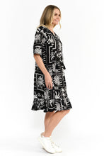 Load image into Gallery viewer, Charli Tassel Tie Dress - Mono Patch Black