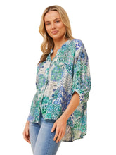 Load image into Gallery viewer, Belinda Shirt - Green Patchwork Print