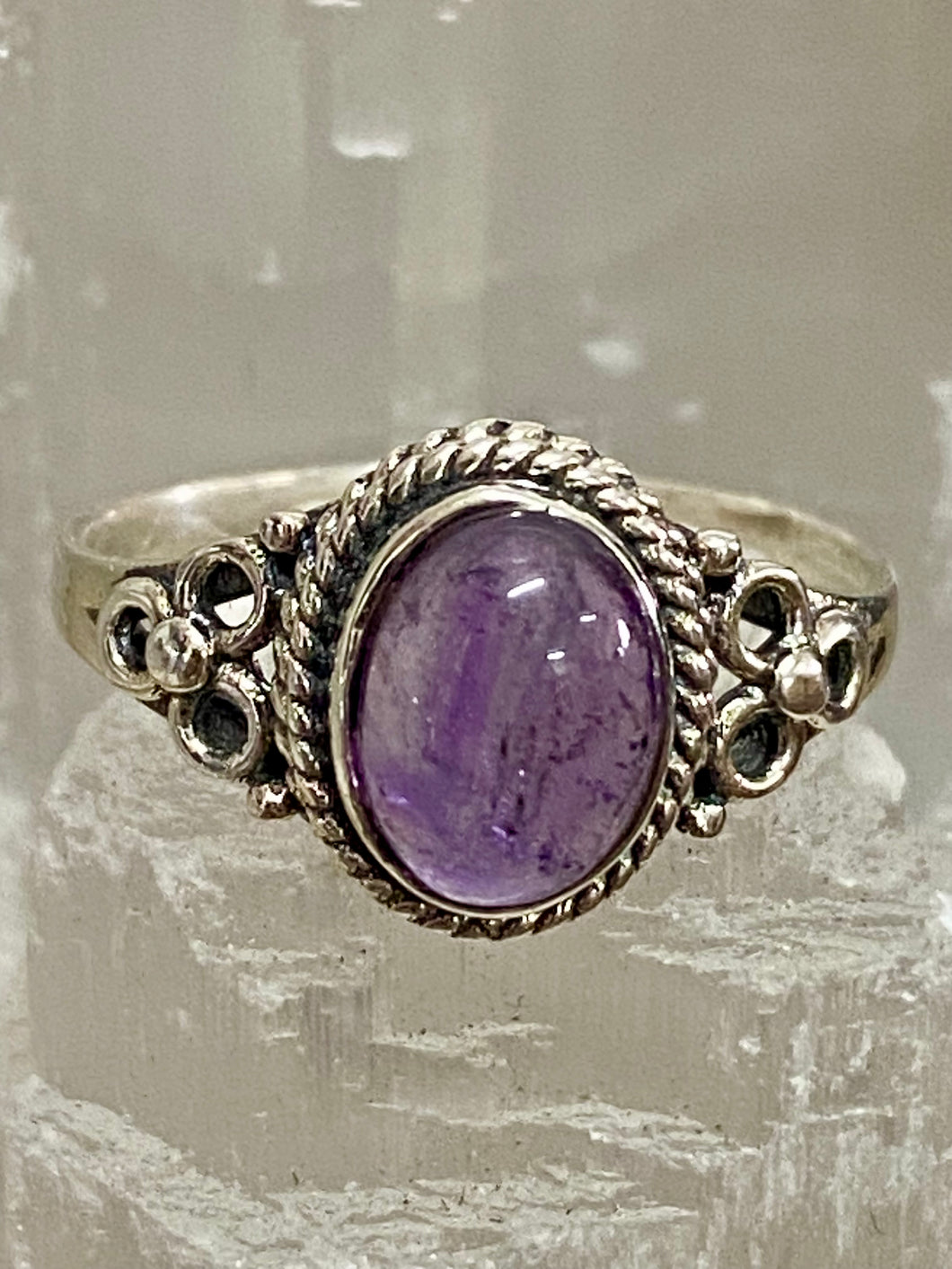 Amethyst Filigree Oval Sterling Silver Ring