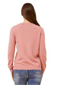Diamond Pattern Knit Pullover - Dusty Pink