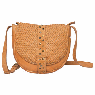 Tralee Woven Washed Leather Flap Sling – Tan