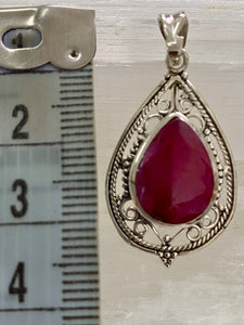 Indian Ruby Sterling Silver Pendant