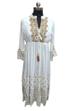 Load image into Gallery viewer, Embroidered Neck &amp; Trim Maxi Dress