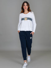 Load image into Gallery viewer, Sonya | Women's Gold Star Stripe Long Sleeve Tee – Cotton Jersey