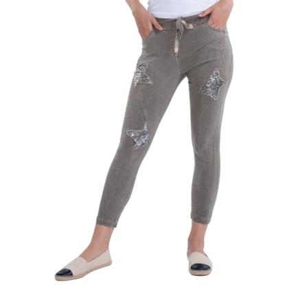 Italian Stretch Sequenced Pants - Taup