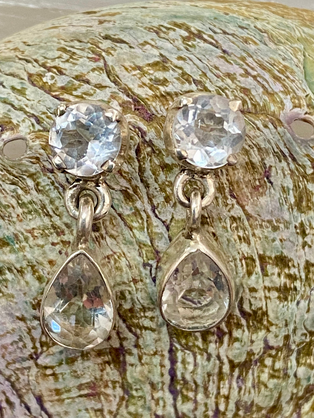 Facet Two Stone Stud Earrings Clear Quartz – handcrafted sterling silver by Emma Wardle