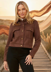 Crop Suede Jacket - Chocolate