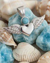 Load image into Gallery viewer, Heart With Wings Pendant - Larimar