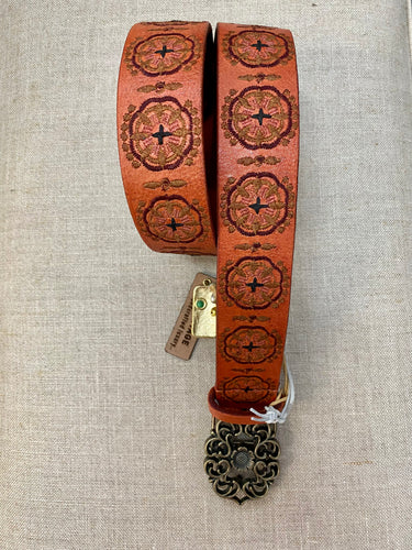 Deni Embroidered Belt - Tan