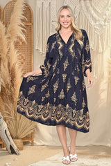 Amara Midi Dress - Navy