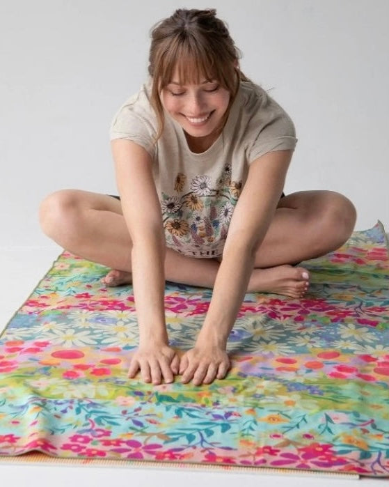 Yoga/Beach Towel Wildflower Border Floral