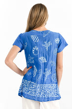 Load image into Gallery viewer, Kayla Cotton Blouse - Coral Border Cobalt