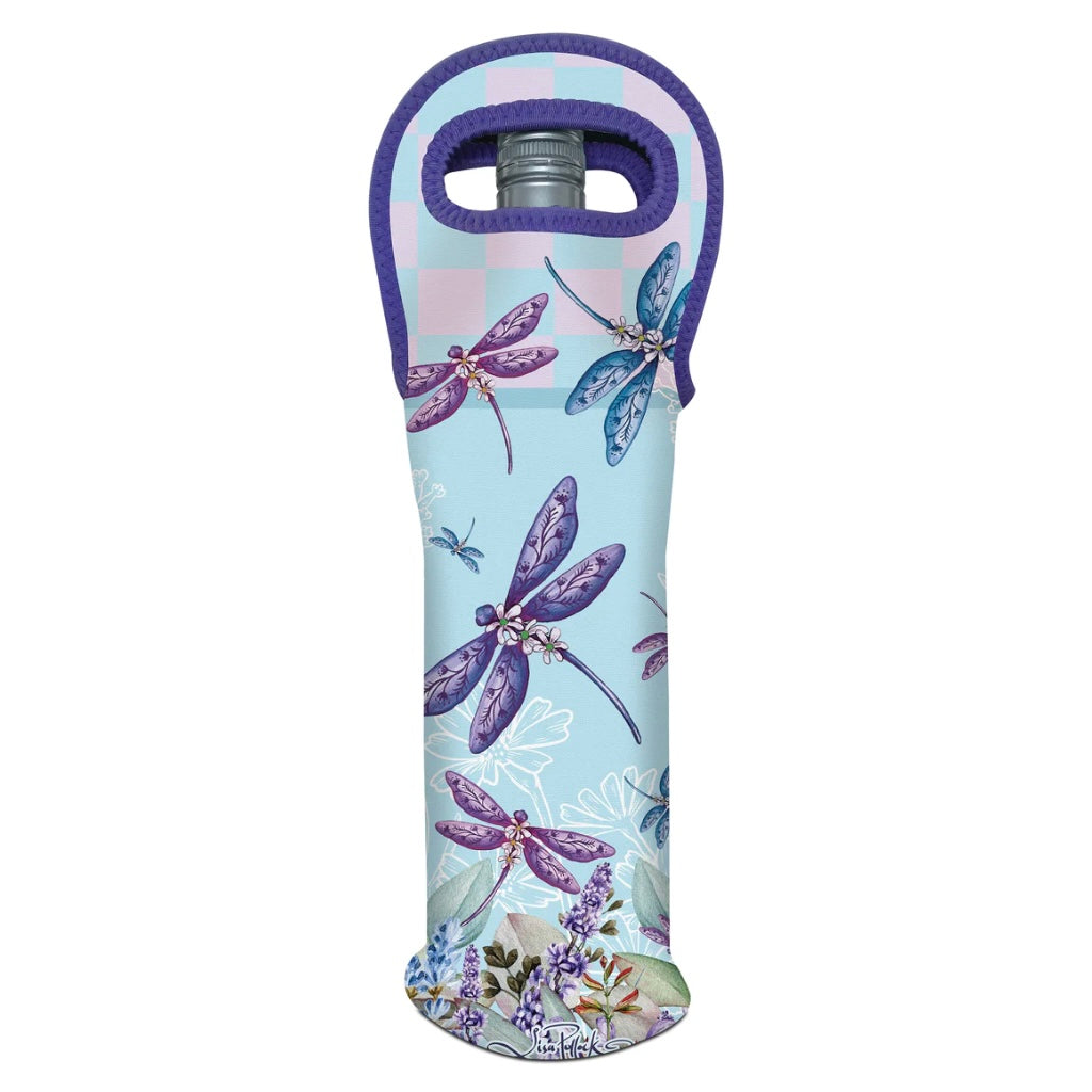 Wine Bottle Cooler - Lavender Dragonflies