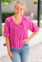 Load image into Gallery viewer, Pagot Lace Detail Blouse - Magenta