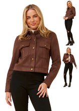 Load image into Gallery viewer, Crop Suede Jacket - Chocolate
