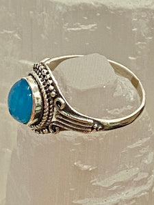 Chalcedony Filigree Oval Sterling Silver Ring