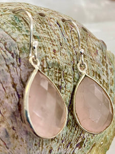 Handmade sterling silver rose quartz earrings – Merchant of Venus Jewellery