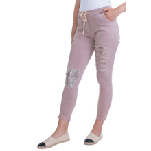 Load image into Gallery viewer, Italian Stretch Sequenced Pants - Rosa