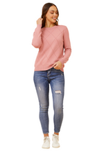 Load image into Gallery viewer, Diamond Pattern Knit Pullover - Dusty Pink