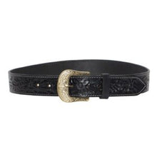 Load image into Gallery viewer, Tooling Leather Belt with Removable Buckle - Black