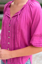 Load image into Gallery viewer, Pagot Lace Detail Blouse - Magenta