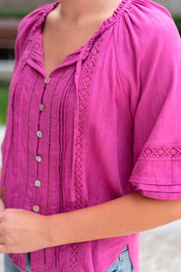 Pagot Lace Detail Blouse - Magenta