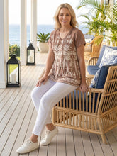 Load image into Gallery viewer, Kayla Cotton Blouse - Tribal Border Mocha