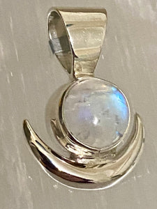 Moonstone New Moon necklace symbolising feminine energy and new beginnings.
