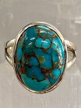 Load image into Gallery viewer, Blue Mohave Oval Sterling Silver Ring