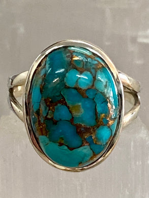 Blue Mohave Oval Sterling Silver Ring
