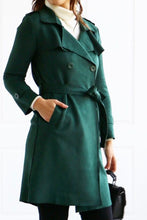 Load image into Gallery viewer, Faux Suede Trench Coat -Green