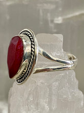 Load image into Gallery viewer, Ruby Tear Drop Sterling Silver Ring