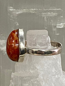 Bamboo Coral Tear Drop Sterling Silver Ring