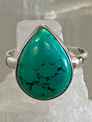 Turquoise Tear Drop Sterling Silver Ring