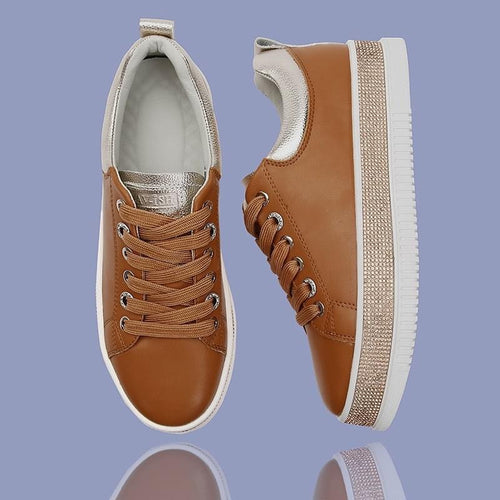 Lav-ish Crystal Sneakers Tan