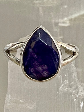Indian Sapphire Tear Drop Sterling Silver Ring