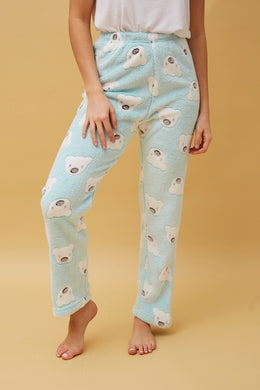 Bear Print Plush Pyjama Pants