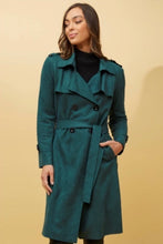 Load image into Gallery viewer, Faux Suede Trench Coat -Green