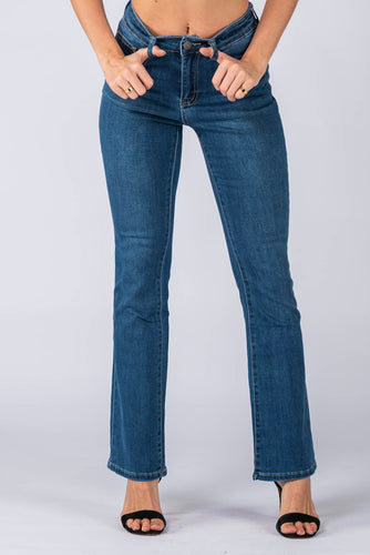 Flared Denim Jeans - Dark Denim