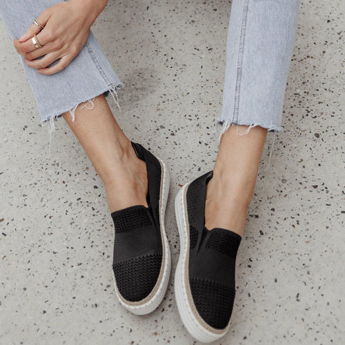 Queen Slip on Sneakers - Black Knit