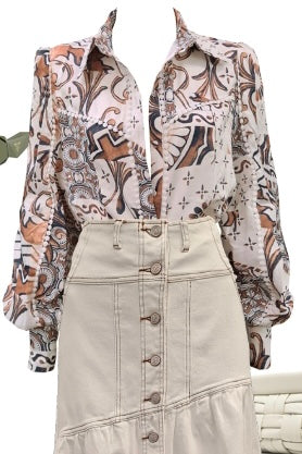 Semi fitted blouse with flattering lace crochet trims